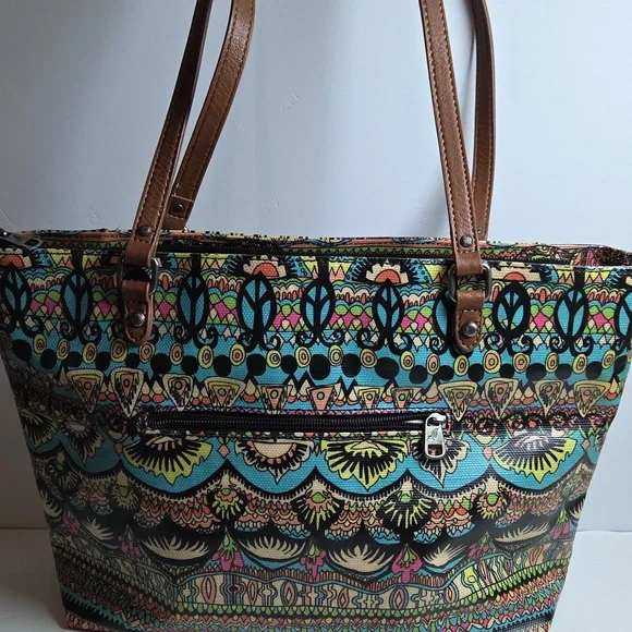 Sakroots Colorful Patterned Elephant Tote Bag with Matching Wallet - Picture 4 of 14